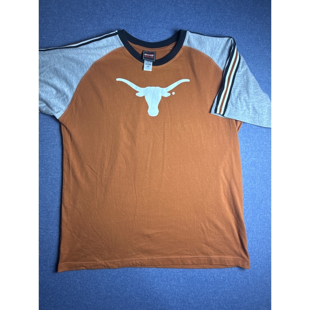 Vintage Texas Longhorns T Shirt Genuine Stuff Burnt Orange Raglan Mens Large